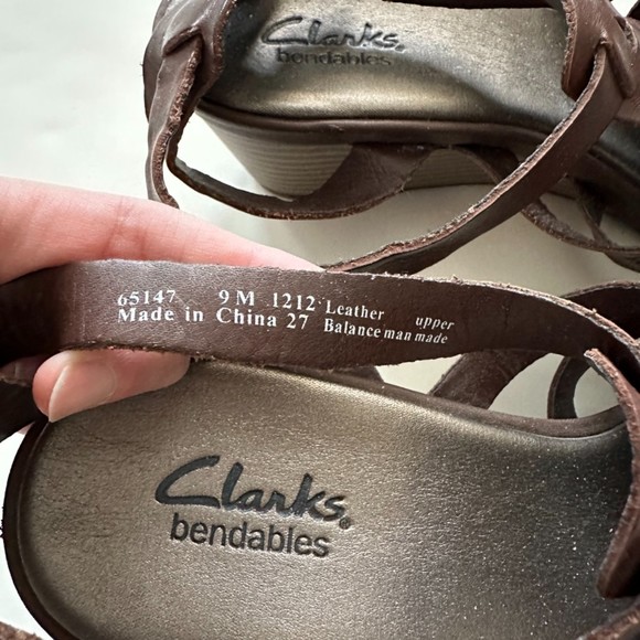 Clarks Bendables Brown Leather Ankle Strap Gladiator Ladies Sandals, 9M - Picture 4 of 10